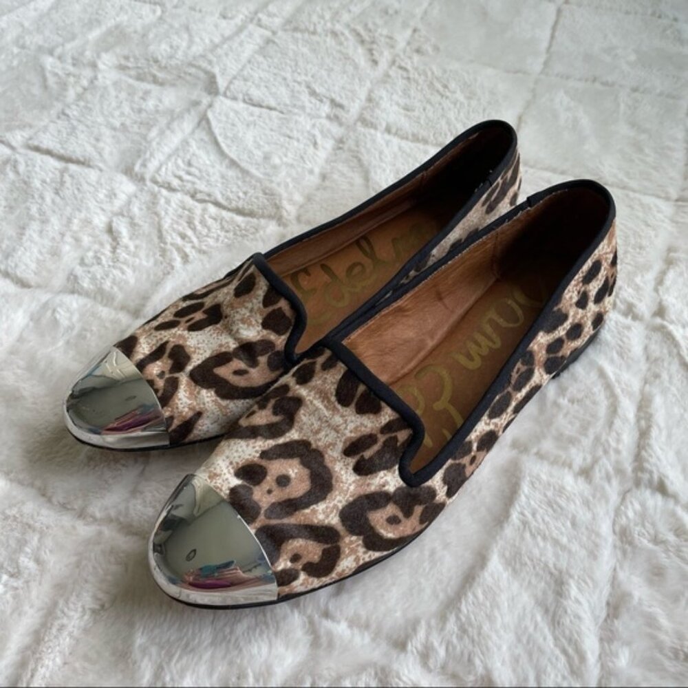 Sam Edelman | Leopard Print Silver Toe Ballet Flats | Size 8.5